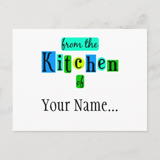 Uit de keuken van Retro Blue Green Custom Postca Briefkaart (Voorkant)