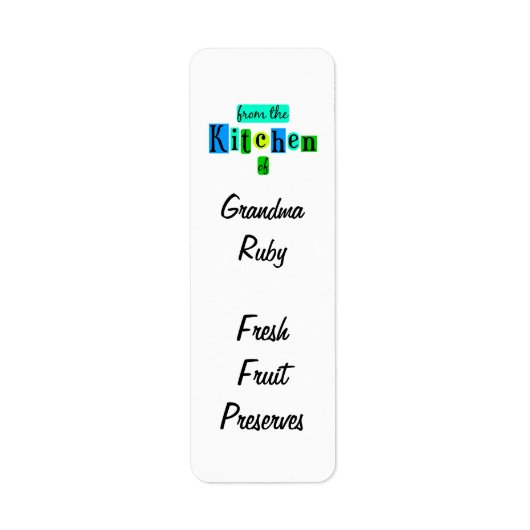 Uit de keuken van Retro Groen Blauw Baklabel Etiket (Voorkant)