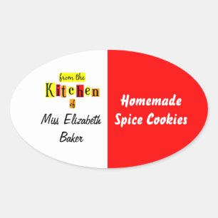 Uit de keuken van Retro Red Yellow Canning Ovale Sticker