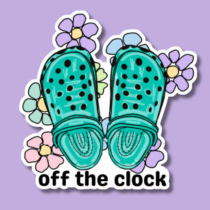 Uit de klok Rubber klompen en bloemen Sticker