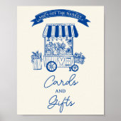 Uit de markt blauw krabbels bruids Kaarten Geschen Poster (Voorkant)