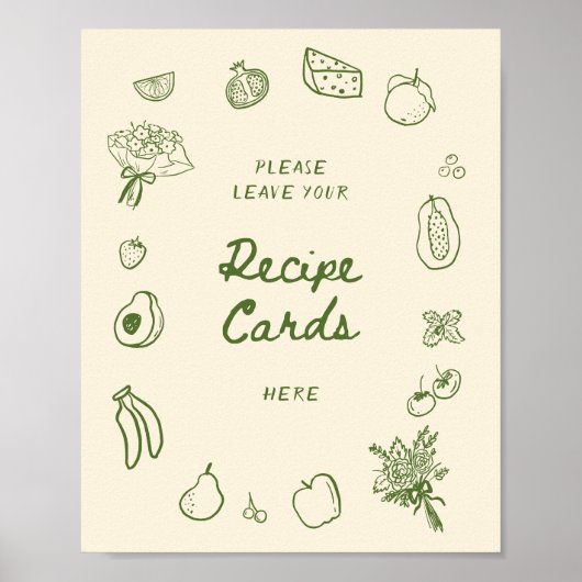 Uit de markt Groene Hand getrokken recept Poster (Voorkant)