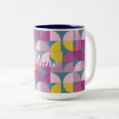 uit de midden eeuw lichte, psychedelische paarse r tweekleurige koffiemok (Voorkant rechts)