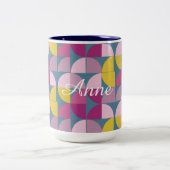 uit de midden eeuw lichte, psychedelische paarse r tweekleurige koffiemok (Center)