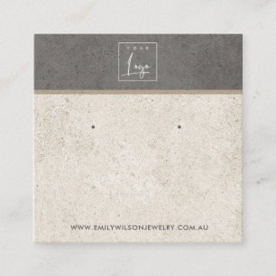 UIT DE WITTE GRAY STUCCO STUD EARRING DISPLAY KAAR VIERKANTE VISITEKAARTJE