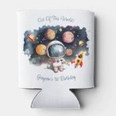 Uit deze wereld Outerspace Planeten Jongen Verjaar Blikjeskoeler (Achterkant)