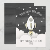 Uit deze wereld ruimte raket klaslokaal Valentijn (Voorkant / Achterkant)