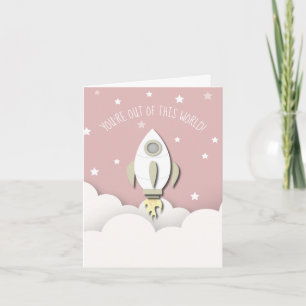 Uit deze wereld ruimte roze klaslokaal Valentijn Kaart