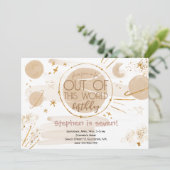 Uit deze wereld ruimte verjaardag Uitnodiging (Staand voorkant)