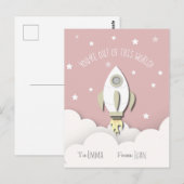 Uit deze World Pink Space Rocket Valentijn Briefkaart (Voorkant / Achterkant)