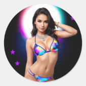 Uit dit World Swimsuit Model Ronde Sticker (Voorkant)