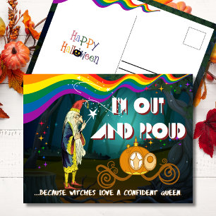 Uit en trots Halloween met magische flair Feestdagenkaart
