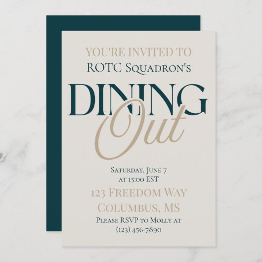 Uit eten - Modern Serif Military Kaart (Voorkant / Achterkant)