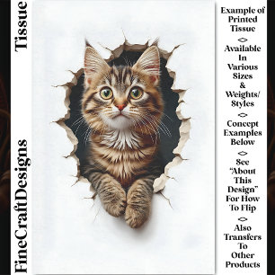 Uit Gat Stakend, Tabby Katje CN6 Decoupage Tissuepapier