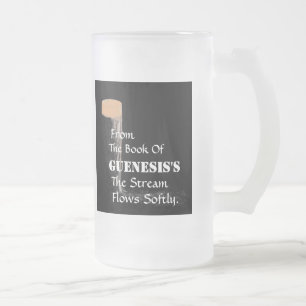 "Uit het boek van Guenesis's", gevroren glas. Matglas Bierpul