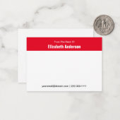 Uit het bureau van witte en rode Jouw naam Notitiekaartje (Voorkant / Achterkant in situ)