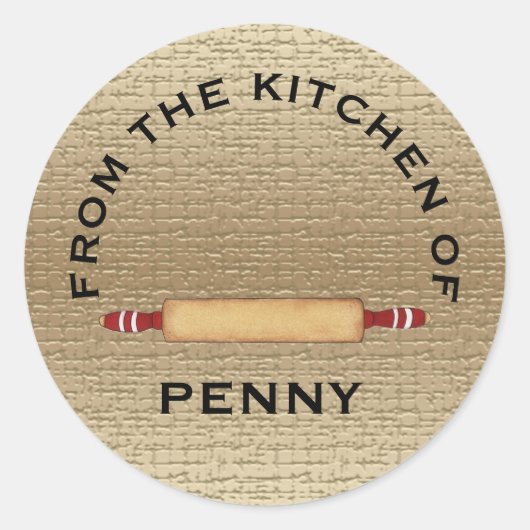 Uit Keuken van Minimalistische Rolling Pin Ronde Sticker (Voorkant)