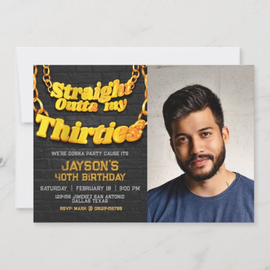 Uit mijn dertiger jaren uitnodiging (Voorkant)