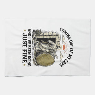 Uit mijn grot komend christelijk verrijzenis shirt theedoek