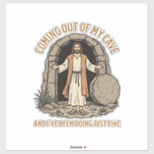 Uit mijn grot komend Funny Christelijk Vintage T-s Sticker