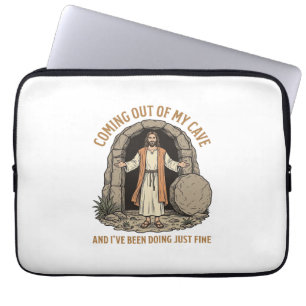 Uit mijn grot komend Grappig Christelijk Vintage T Laptop Sleeve