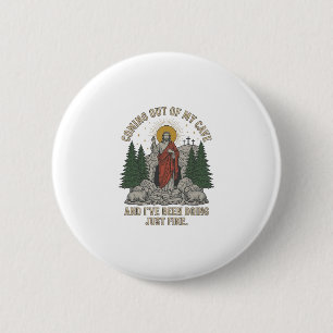 Uit mijn grot komend Verrijzenis Lied Shirt Des Ronde Button 5,7 Cm