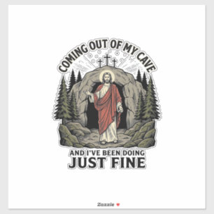 Uit mijn grot komend Vintage religieus grappig shi Sticker