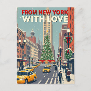 Uit New York met liefde retro kerst Feestdagenkaart