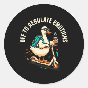 Uit om Emoties te Reguleren Funny Goose Scooter Me Ronde Sticker