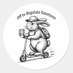 Uit om emoties te reguleren Grappige Bunny Konijn Ronde Sticker