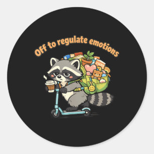 Uit om emoties te reguleren Grappige wasbeer humor Ronde Sticker
