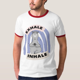 Uitademen Inhaleren Llama Yoga grappig T-shirt