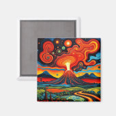 Uitbarstende vulkaan in de nacht 7 magneet (Voorkant / Achterkant)