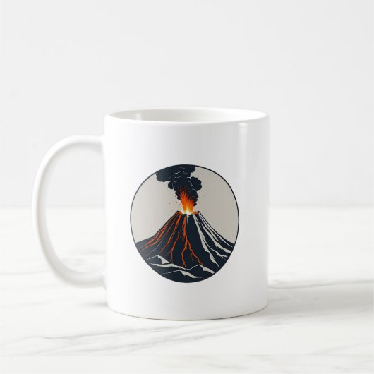 Uitbarstende vulkaan Moderne Kunst Illustratie Koffiemok (Links)
