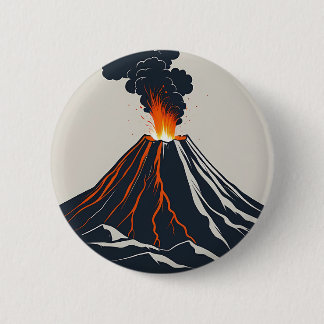 Uitbarstende vulkaan Moderne Kunst Illustratie Ronde Button 5,7 Cm