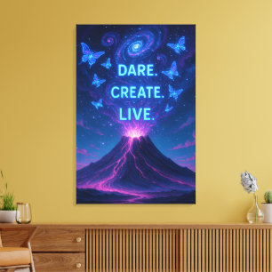 Uitbarsting van Dromen Surrealistische Vulkaan Can Canvas Afdruk