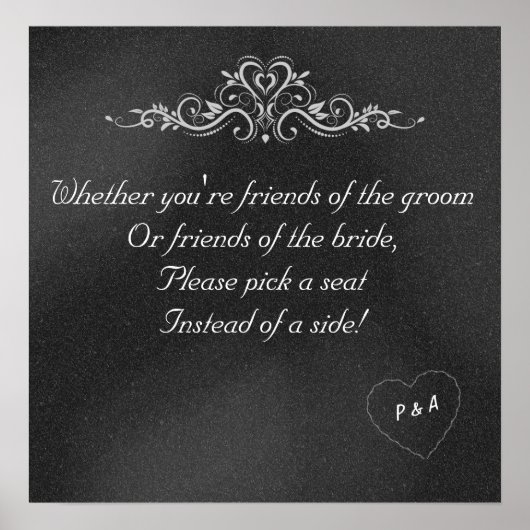 Uitbewerkbaar Poster van Chalkboard Wedding (Voorkant)