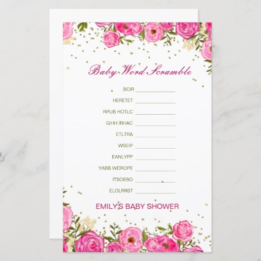 Uitbewerkbare Baby Word-scramble met antwoord (Voorkant / Achterkant)