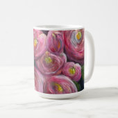 Uitbundige roze bloemschildering koffiemok (Voorkant rechts)