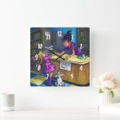 Uitchecken bibliotheek vierkante klok (Huis)