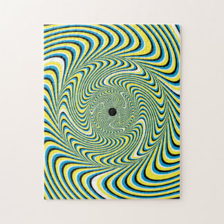 Uitdagend blauw en geel optisch lichtpuzzel legpuzzel