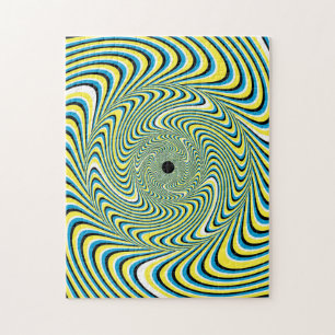 Uitdagend blauw & geel optisch lichtpuzzel legpuzzel