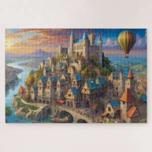 Uitdagende middeleeuwse stad legpuzzel