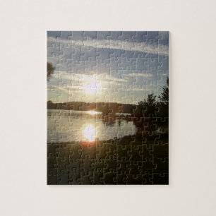 Uitdagende Sunset Lake en Sky Puzzle Legpuzzel