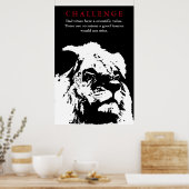 Uitdaging Inspirerend Citaat Zwart-wit leeuw Poster (Keuken)