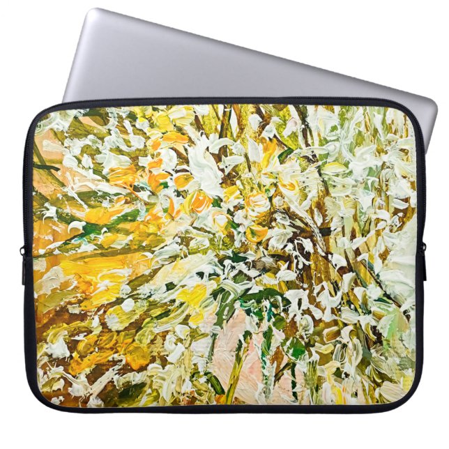 Uitdrukkende in reliëf gemaakte verf op canvas, ge laptop sleeve (Voorkant)