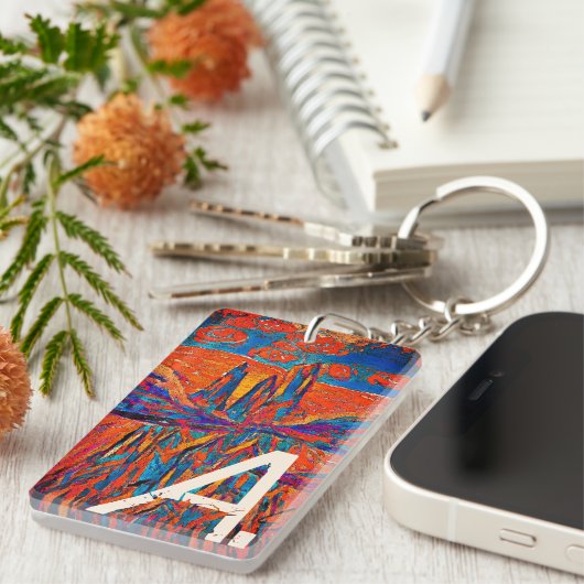 Uitdrukkende Rozen in de lucht en het monogram Sleutelhanger (Voorkant Rechts)