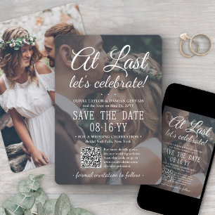 Uiteindelijk uitgestelde huwelijksreceptie foto QR Save The Date