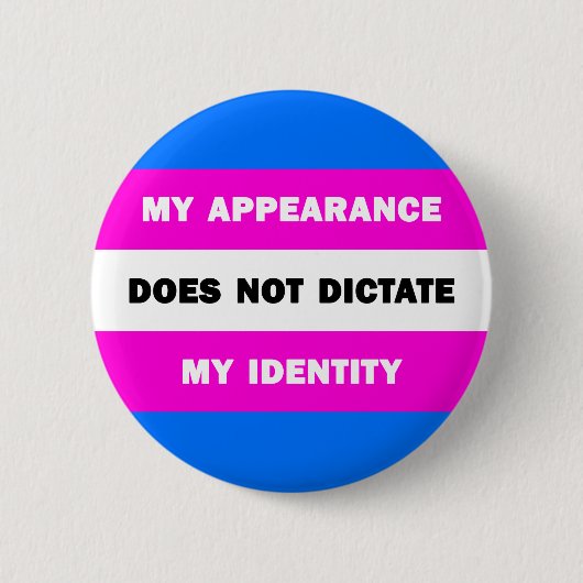 Uiterlijk =/= identiteit. ronde button 5,7 cm (Voorkant)
