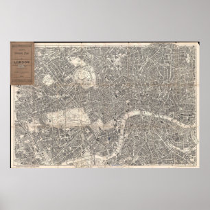 Uiterst gedetailleerde Antiek kaart van Londen 189 Poster